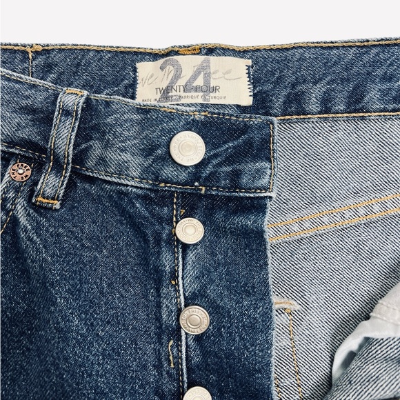 Free People The Lasso Jeans High Rise Straight Fit Washed Blue Womens Size 24 - Picture 9 of 11